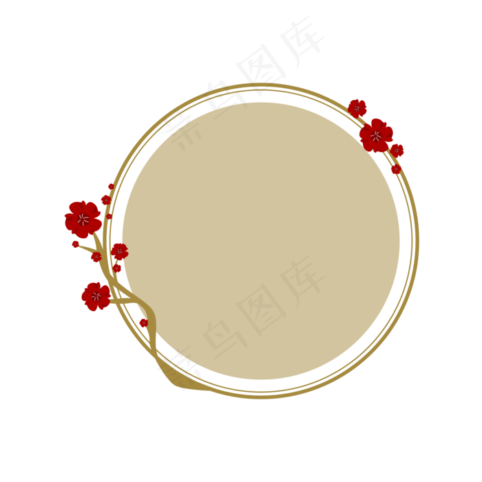 中国风圆形梅花标签(2000X1489(DPI:300))ai矢量模版下载