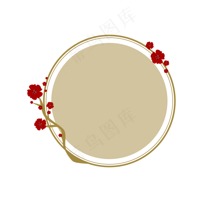 中国风圆形梅花标签(2000X1489(DPI:300))ai矢量模版下载