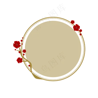 中国风圆形梅花标签