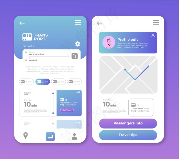 公共交通应用程序app设计eps,ai矢量模版下载