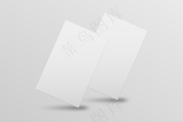 白色色调的空白名片模型样机，具有前后视图