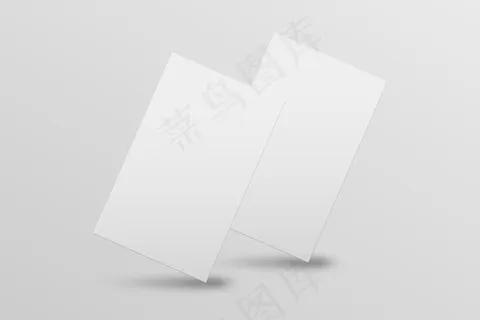 白色色调的空白名片模型样机，具有前后视图