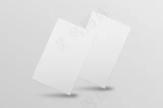 白色色调的空白名片模型样机，具有前后视图