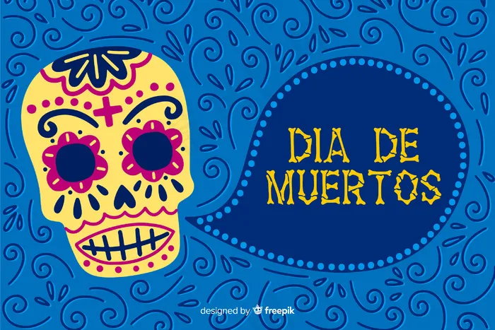 Día de muertos概念图，带手绘背景eps,ai矢量模版下载