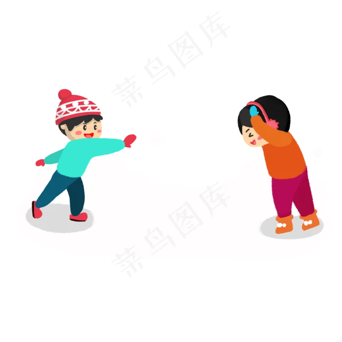 男孩雪地里打雪仗卡通(2000X2000(DPI:300))psd模版下载
