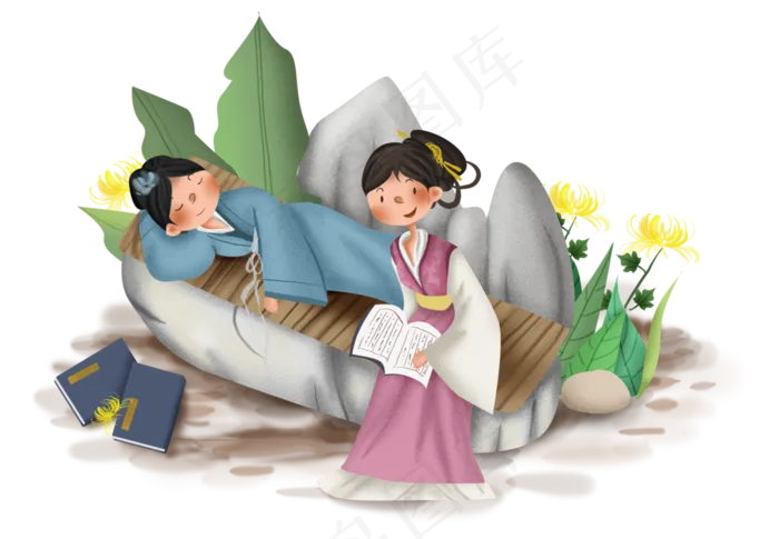 重阳节古人庭院赏菊看书(6280X4347(DPI:300))psd模版下载