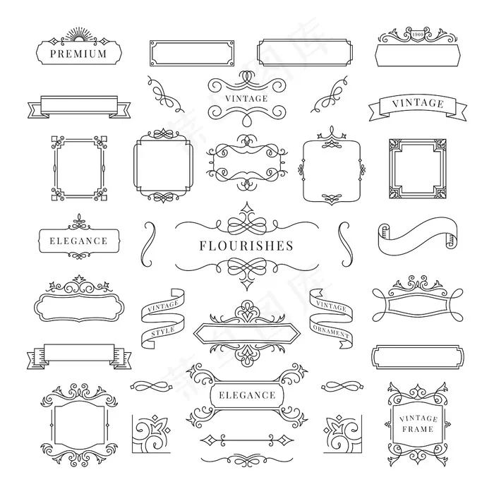 复古装饰画框集eps,ai矢量模版下载