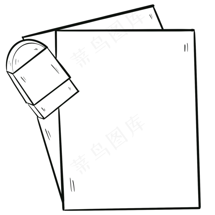 黑白线条纸张和橡皮(2000X2000(DPI:300))psd模版下载