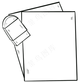 黑白线条纸张和橡皮