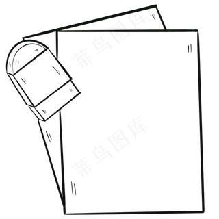 黑白线条纸张和橡皮