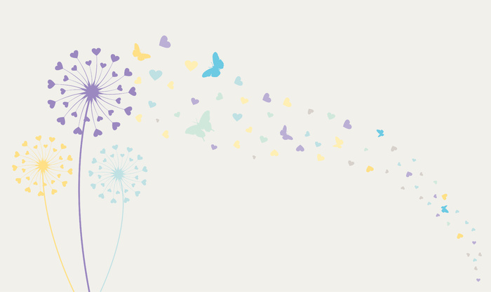 蒲公英与飞蝴蝶和种子矢量图