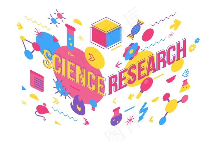 医学研究矢量图。化学研究词概念横幅banner设计与排版eps,ai矢量模版下载