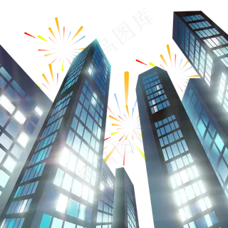 新年烟花四射城市 新年烟花四射城市