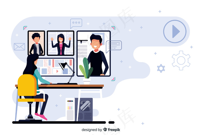 登录页的视频会议概念