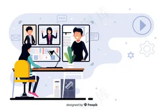 登录页的视频会议概念