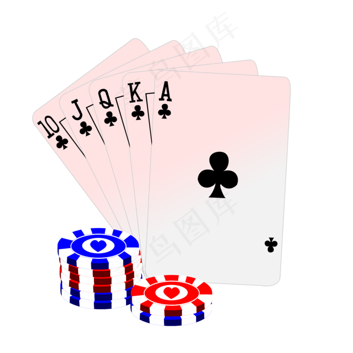 梅花扑克牌手绘插画