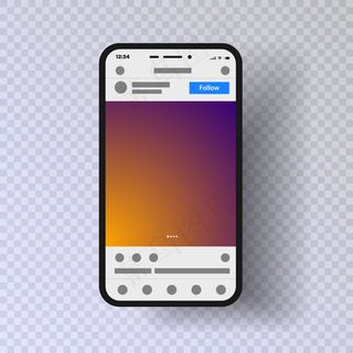模板社交媒体应用移动界面相框插图透明背景