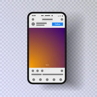 模板社交媒体应用移动界面相框插图透明背景