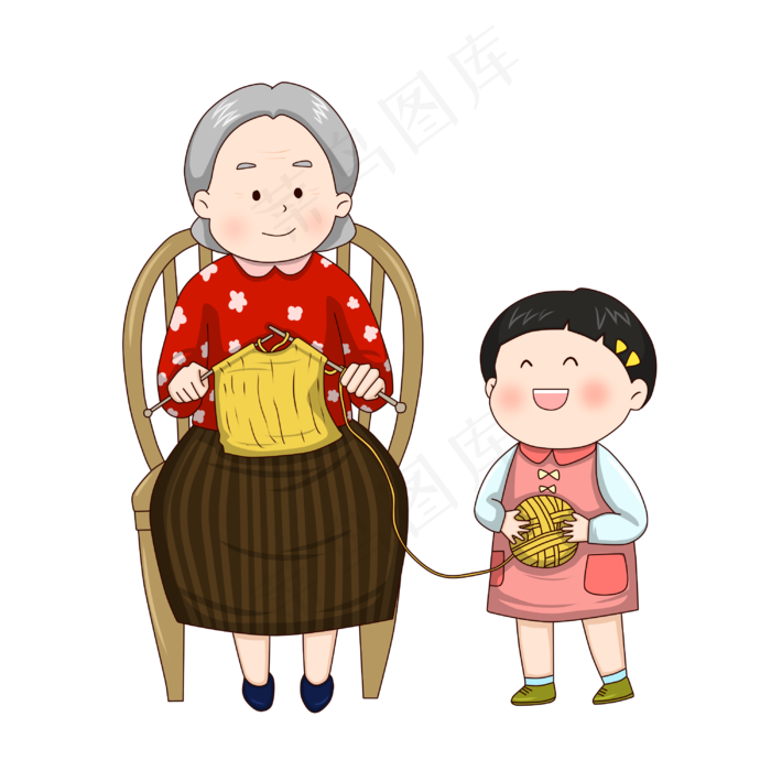 重阳节织毛衣老人