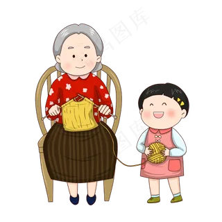 重阳节织毛衣老人