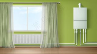 与散热器连接的锅炉水和加热器壁