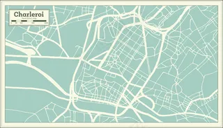 复古风格的沙勒罗瓦城市地图。轮廓图。矢量图。