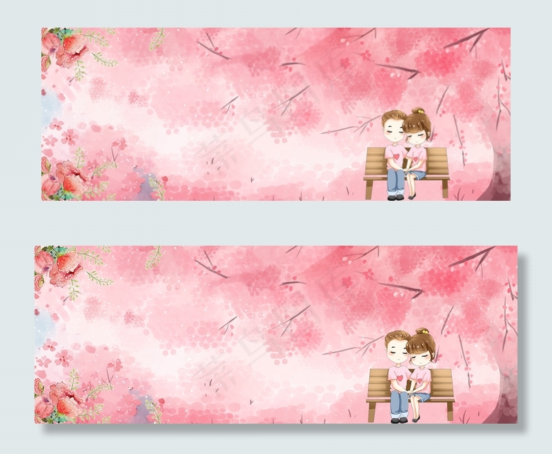 浪漫情侣banner(1900*700px 	       )psd模版下载