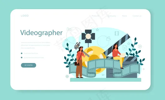 运动或视频er网页横幅banner或登录页。艺术家为多媒体项目制作计算机动画。动画编辑，动画制作。