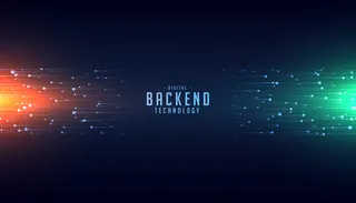 后端技术概念与发光线背景