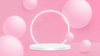 流动的白色和粉红色的柔软球体。