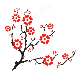 红色手绘梅花卡通效果
