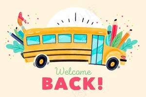 水彩画回到学校背景