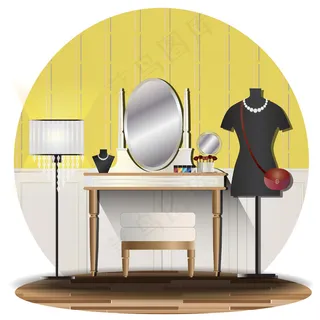 带背景的室内更衣室立面图