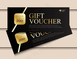 带有闪光金奢华元素的礼品券模板。