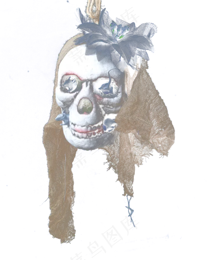 鬼节中元节万圣节戴头饰的骷髅头(3063X3840(DPI:300))psd模版下载