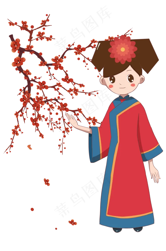 宫廷漂亮宫女梅花(2000X3020(DPI:300))psd模版下载