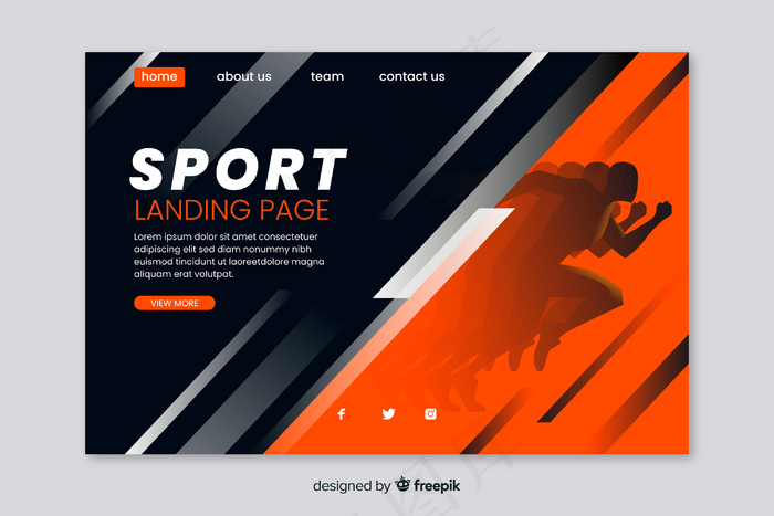 运动登录页的Web模板eps,ai矢量模版下载
