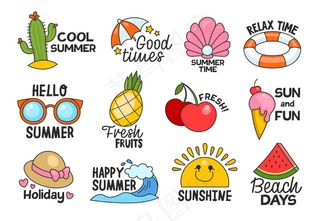 夏季刻字平面标签套装