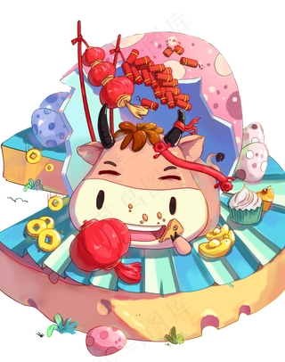 元旦牛年灯笼蛋糕