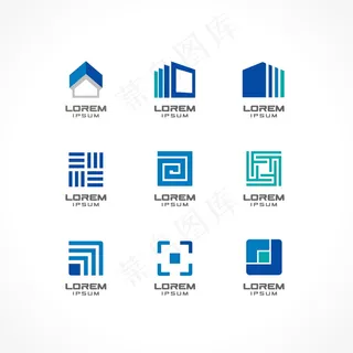 图标元素集。商业公司的抽象标志创意。建筑,施工,房屋,连接,技术概念。企业标识模板的象形图。插图。 图标元素集。商业公司的抽象标志创意。建筑,施工,房屋,连接,技术概念。企业标识模板的象形图。插图。
