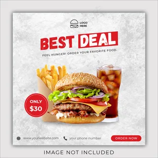 汉堡菜单促销社交媒体模板横幅banner模板