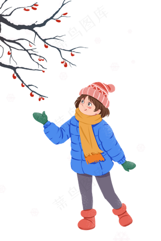 立冬冬天冬至下雪雪花小女孩