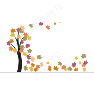 秋天飘落黄色彩色秋树枫叶素材