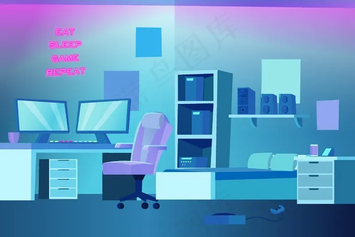 平面设计游戏室eps,ai矢量模版下载