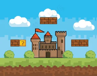 街机游戏世界与像素场景