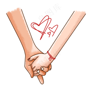 七夕节情侣牵手PNG免抠素材
