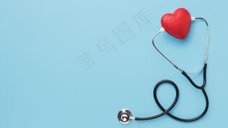 顶视图世界心脏日听诊器，带复印空间