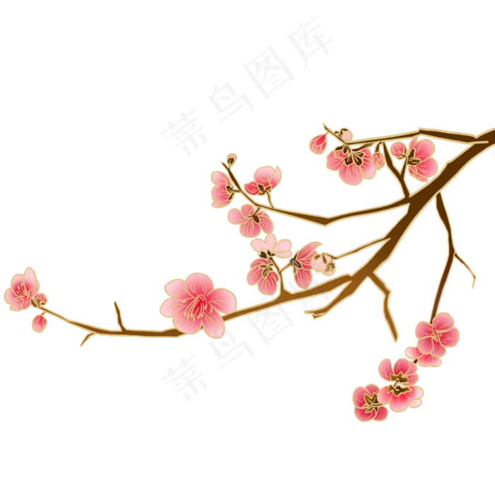 国潮梅花花枝(3000X3000(DPI:300))psd模版下载