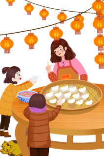 新年春节牛年2021包饺子