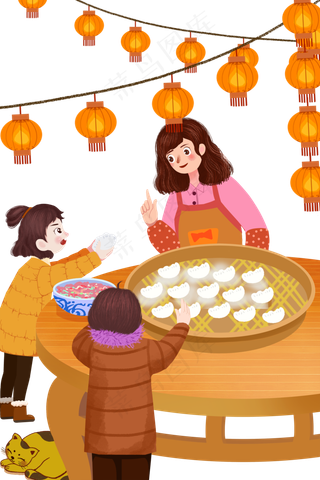 新年春节牛年2021包饺子